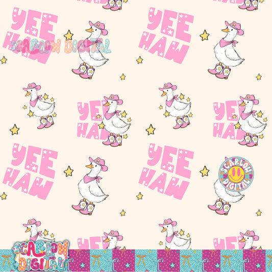 Yeehaw Goose in Pink Seamless Pattern Digital Design