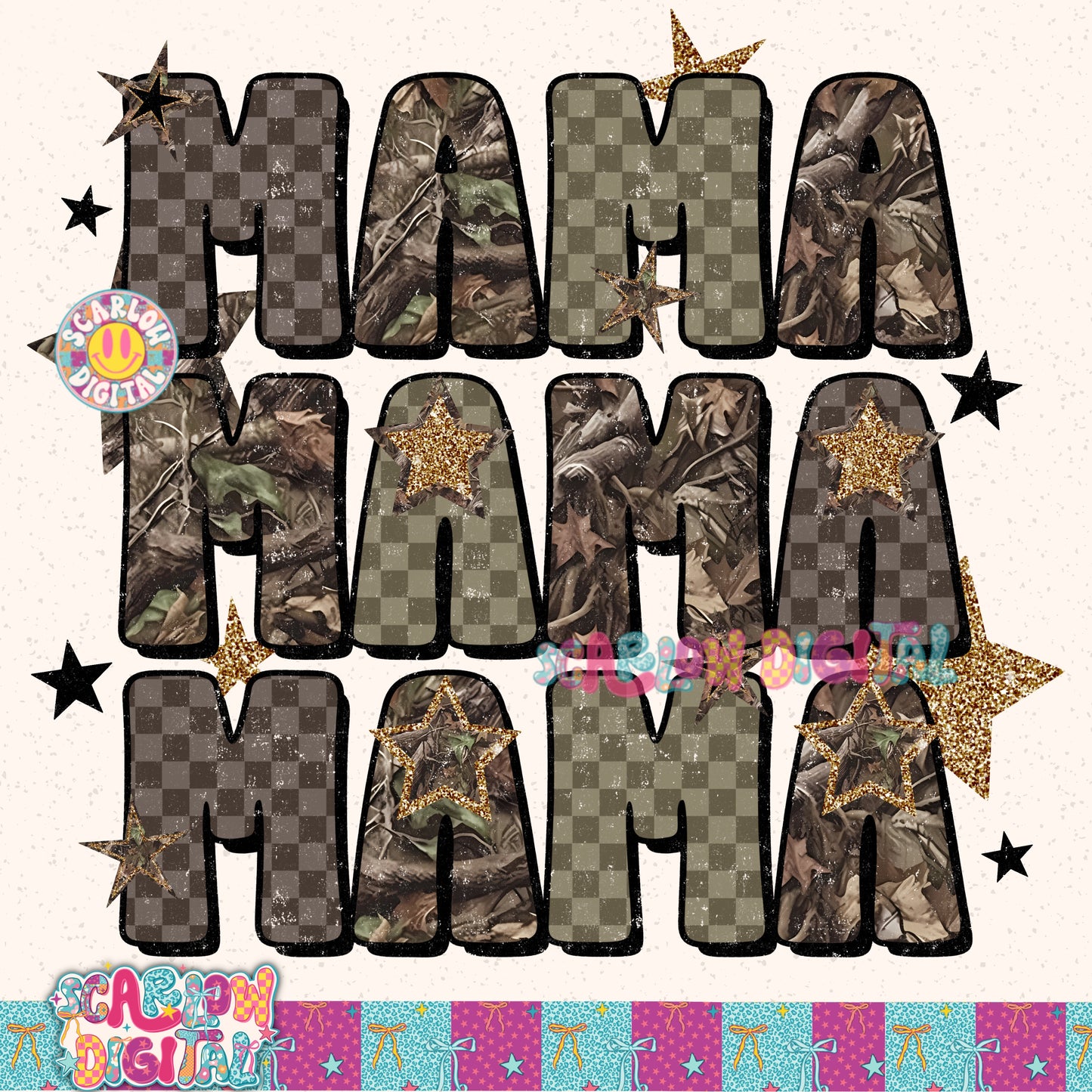 Camo Mama (with stars) PNG Digital Design