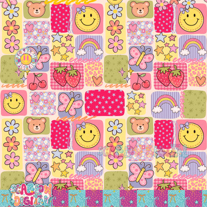 Colorful Doodle Boxes Seamless Pattern Digital Design