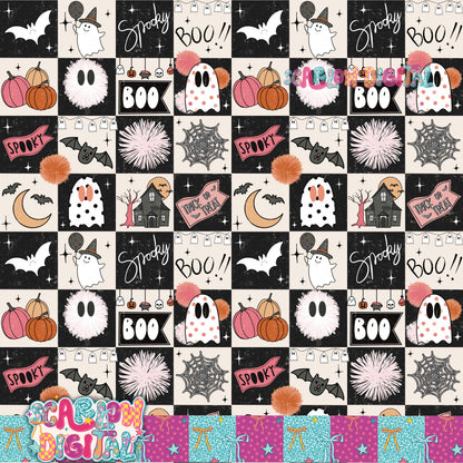 Spooky Checkers in Pink Seamless Pattern Digital Design