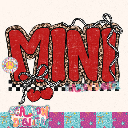 Cherry Mini Checkered Bow PNG Digital Design