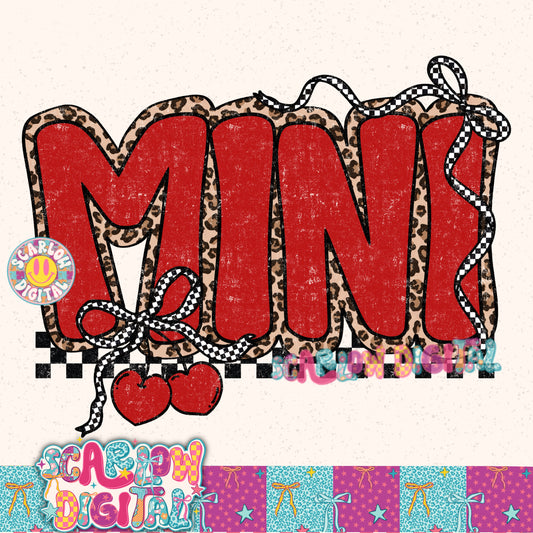 Cherry Mini Checkered Bow PNG Digital Design