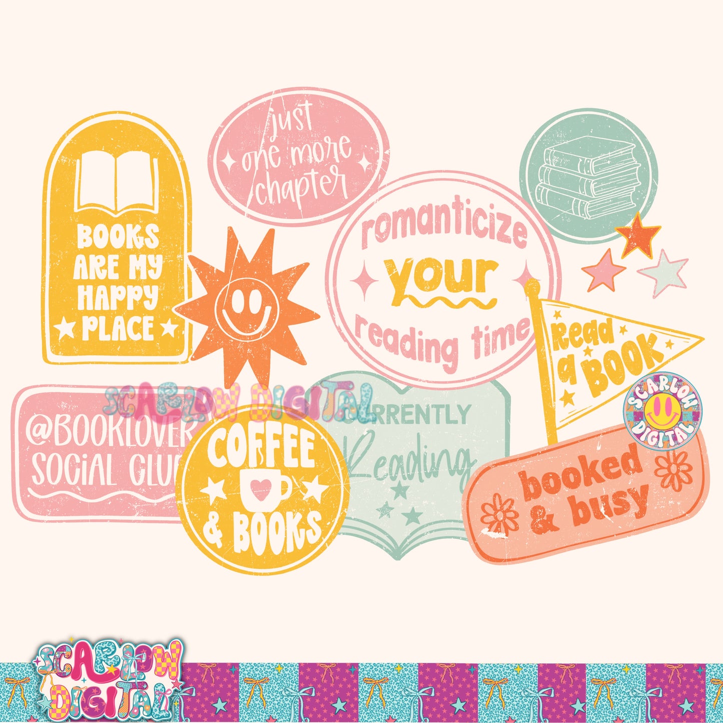 Bookish Bubbles PNG Digital Design