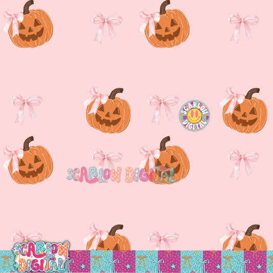 Pumpkin Bows Seamless Pattern Digital Design