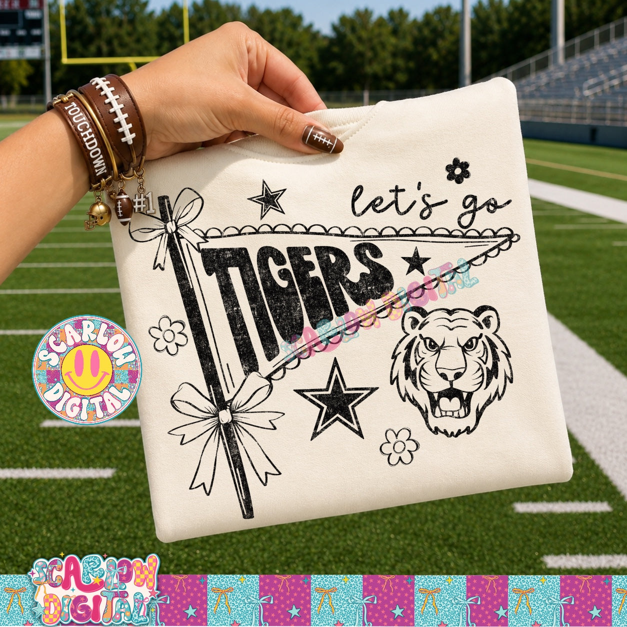 Let's Go Tigers PNG Digital Design