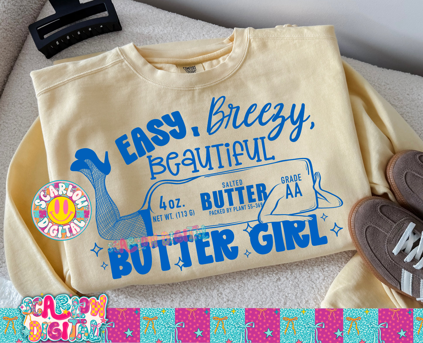 Easy Breezy Beautiful Butter Girl PNG Digital Design