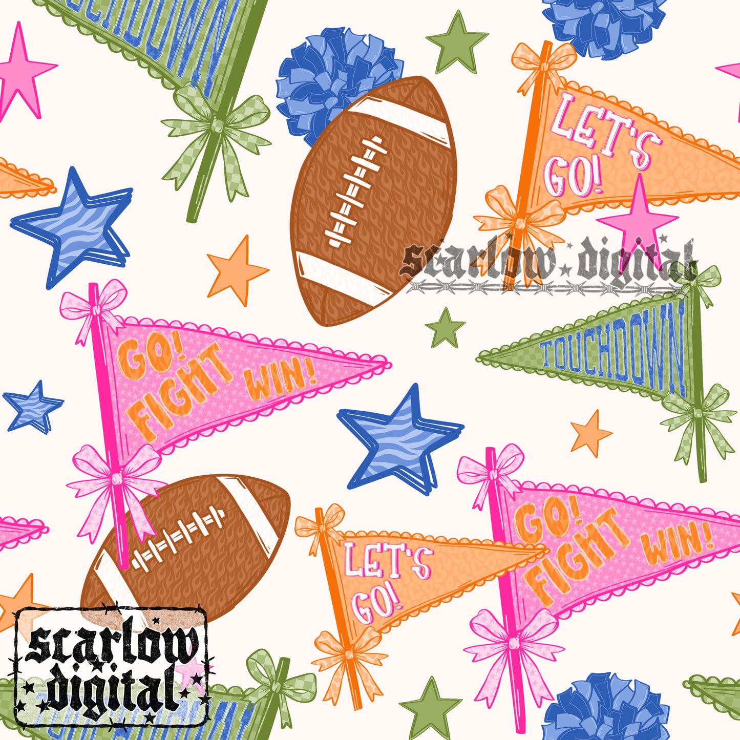 Football Flags Seamless Pattern Digital Design
