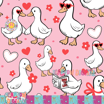 Valentine's Day Geese Seamless Pattern Digital Design