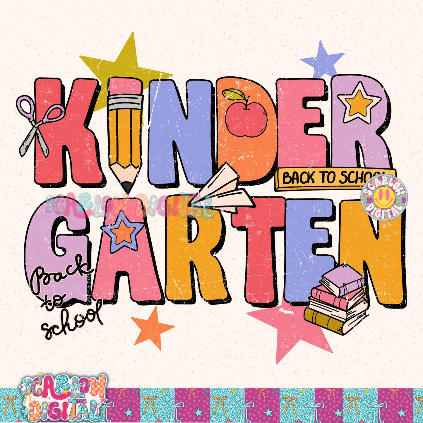 Kindergarten Back to School PNG Digital Design