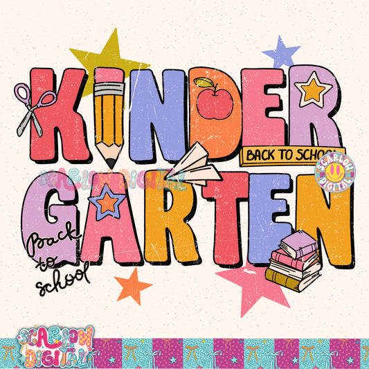 Kindergarten Back to School PNG Digital Design