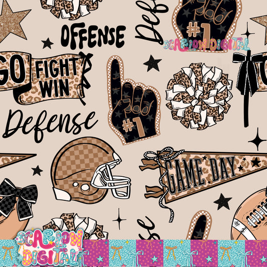 Football Doodles Seamless Pattern Digital Design