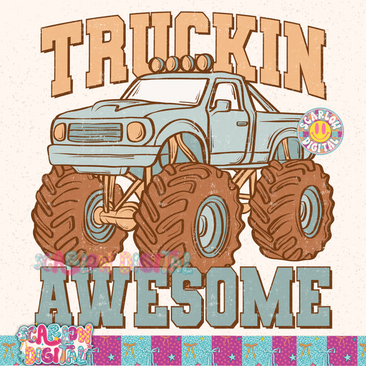 Truckin Awesome PNG Digital Design