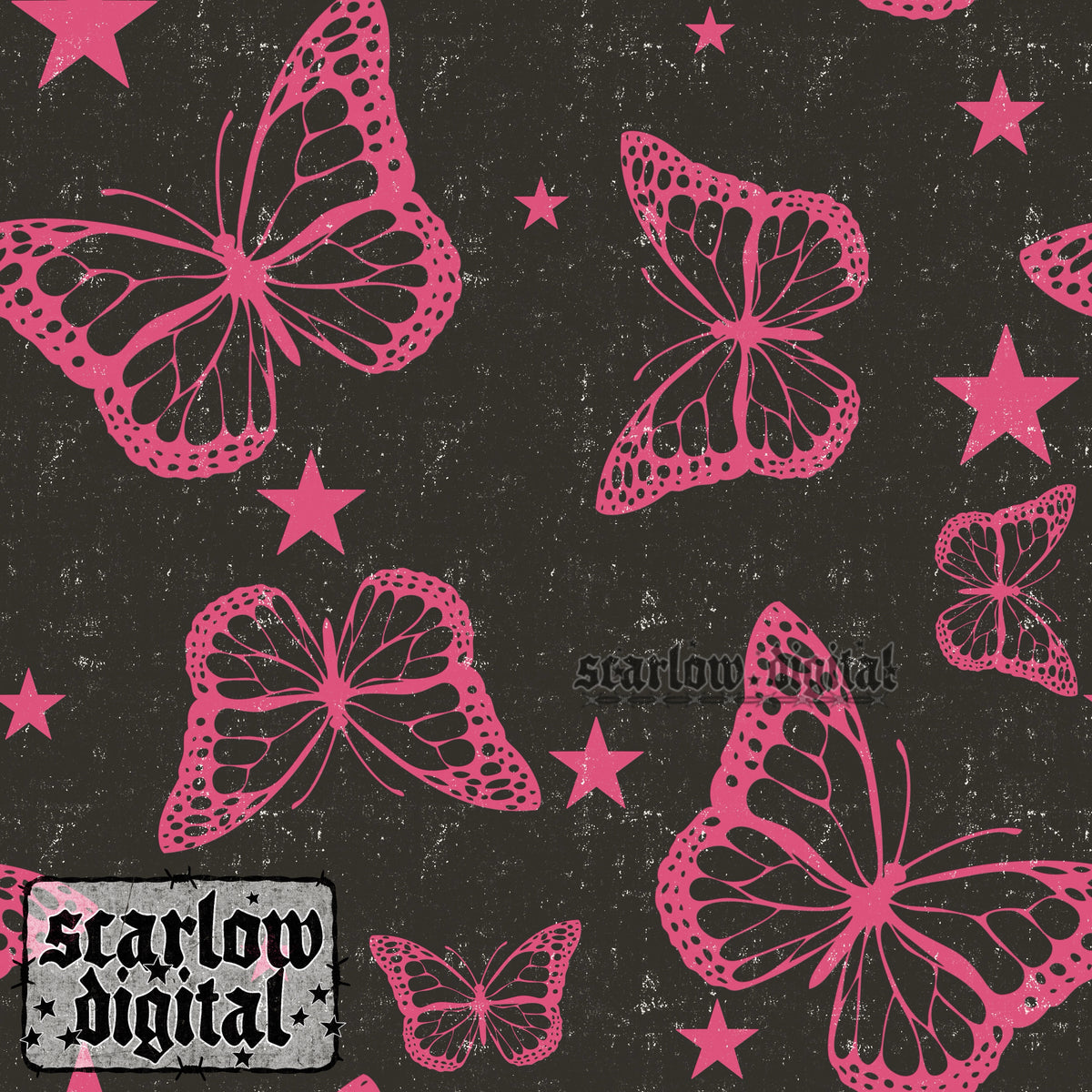 Pink Butterflies Seamless Pattern Digital Design