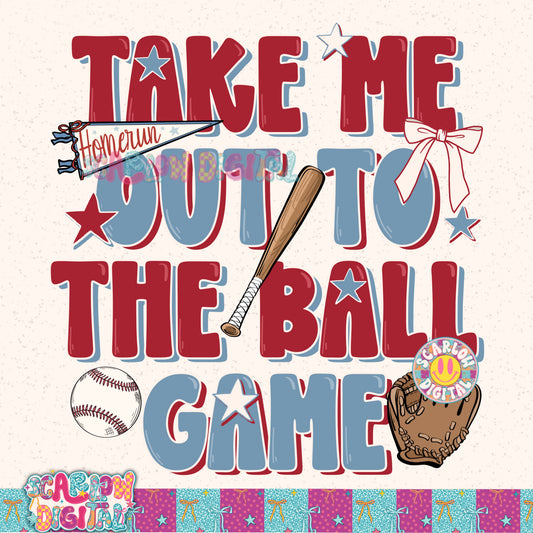 Take Me Out to the Ball Game Baseball PNG Digital Design
