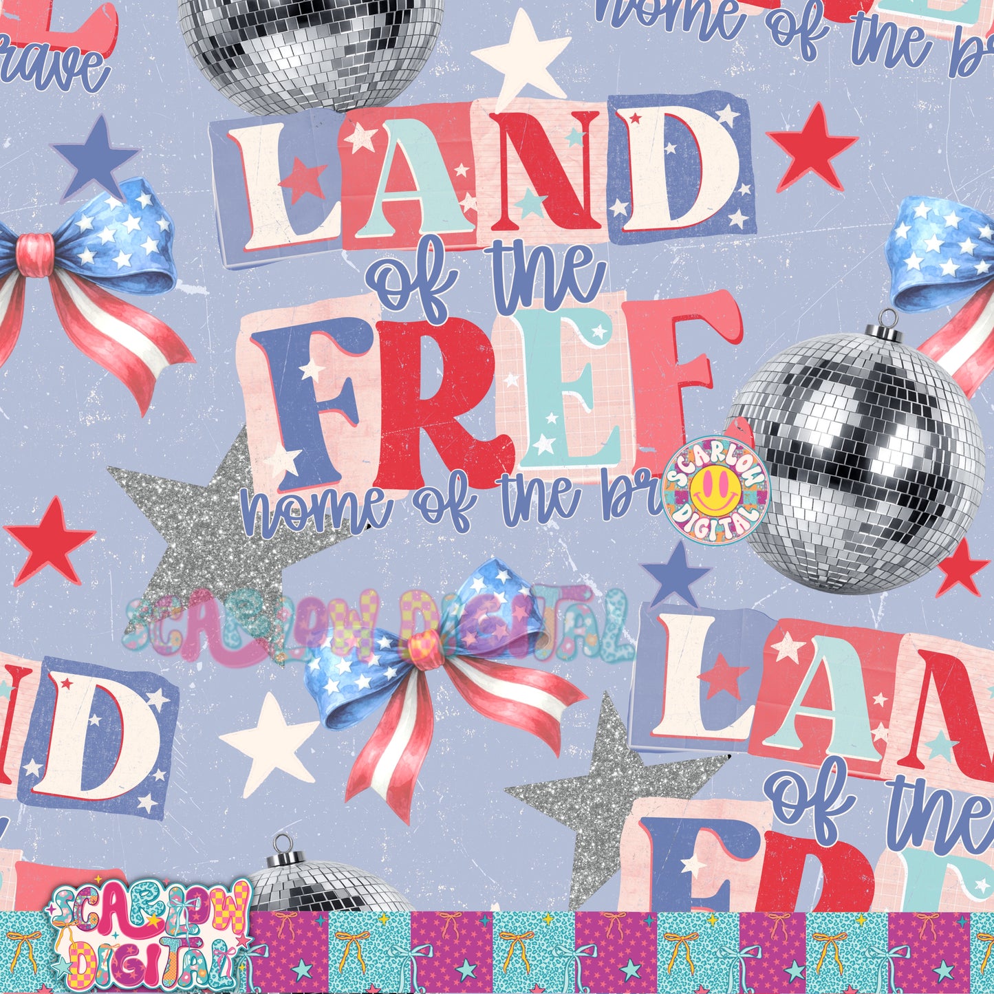 Land of the Free Seamless Pattern Digital Design