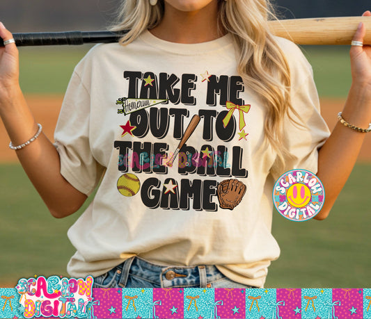 Take Me Out to the Ball Game Softball PNG Digital Design