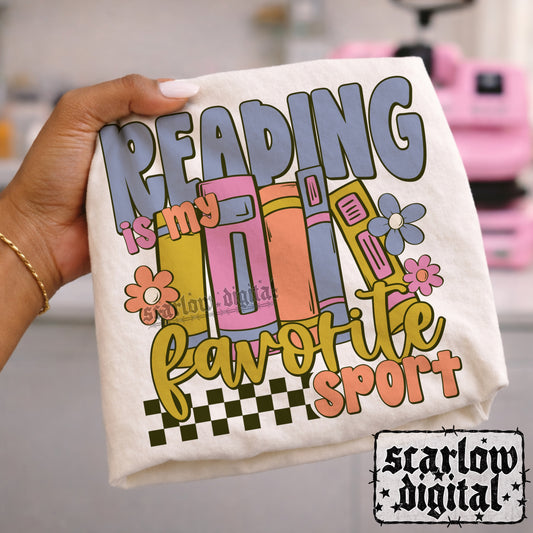 Reading is My Favorite Sport PNG Digital Design