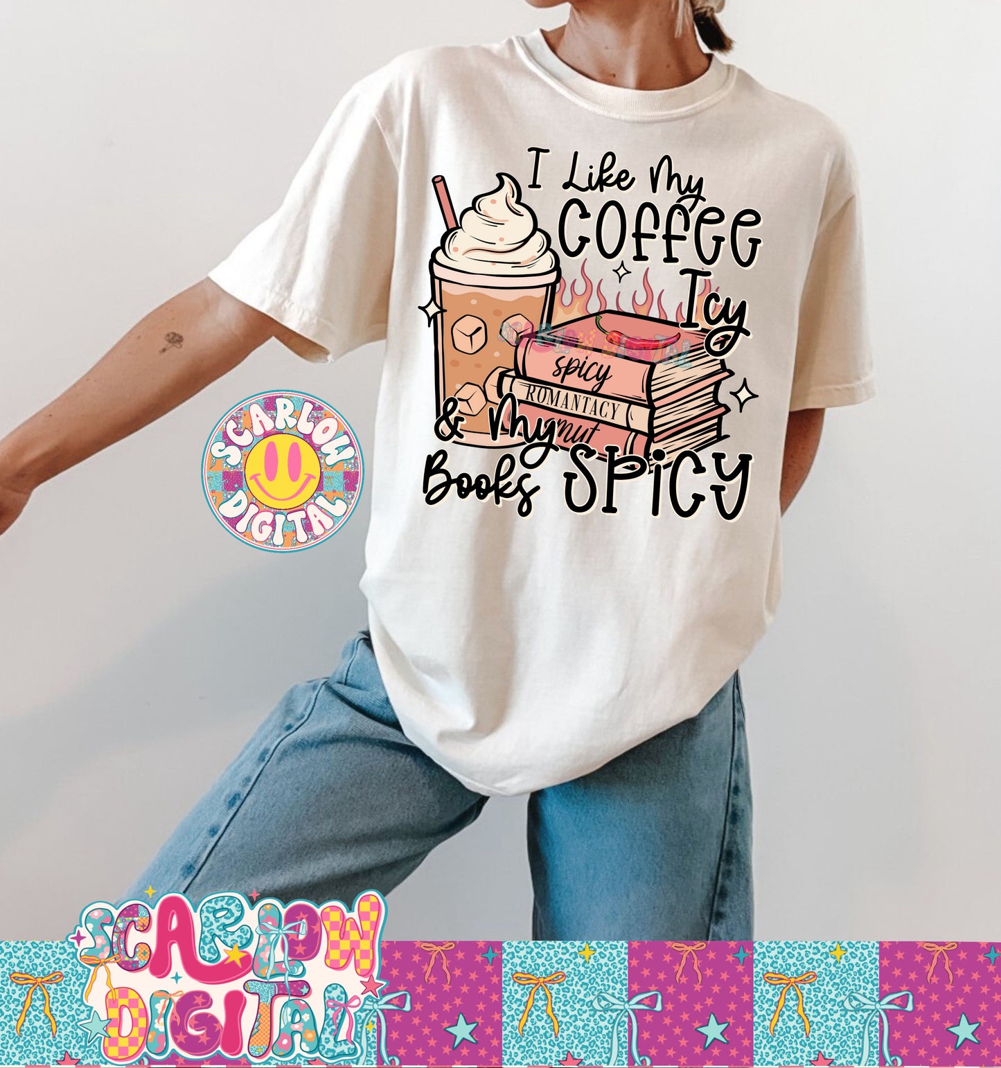 I Like My Coffee Icy & My Books Spicy PNG Digital Design