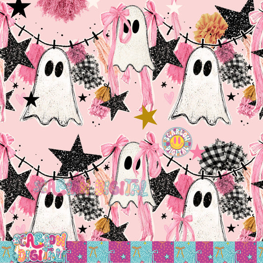 Ghost Garland Seamless Pattern Digital Design