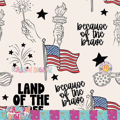 Land of the Free Because of the Brave Seamless Pattern Digital Design