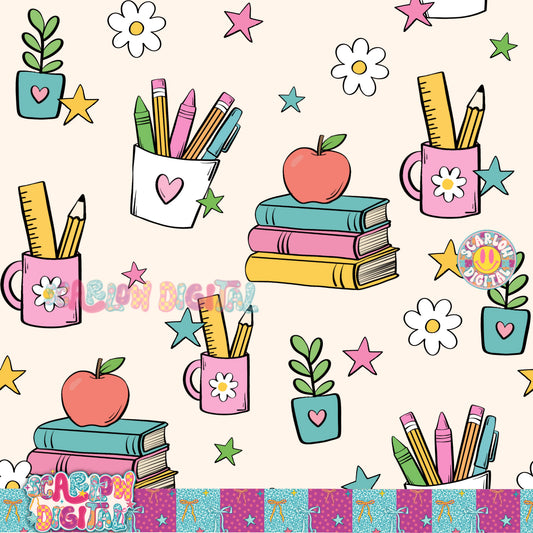 School Things Seamless Pattern Digital Design