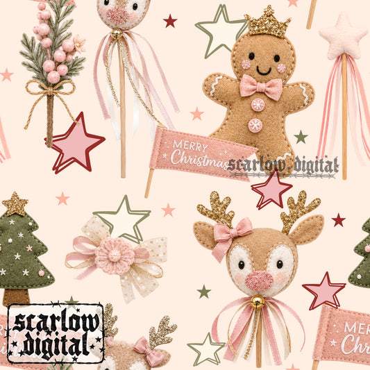 Christmas Wands Seamless Pattern Digital Design