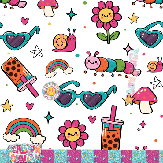 Fun Retro Seamless Pattern Digital Design