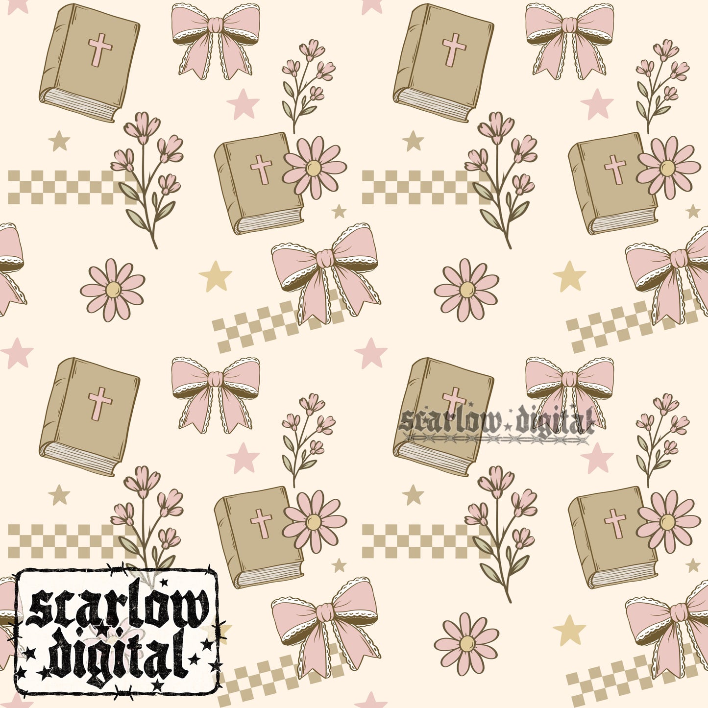 Floral Bible Seamless Pattern Digital Design