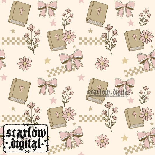 Floral Bible Seamless Pattern Digital Design