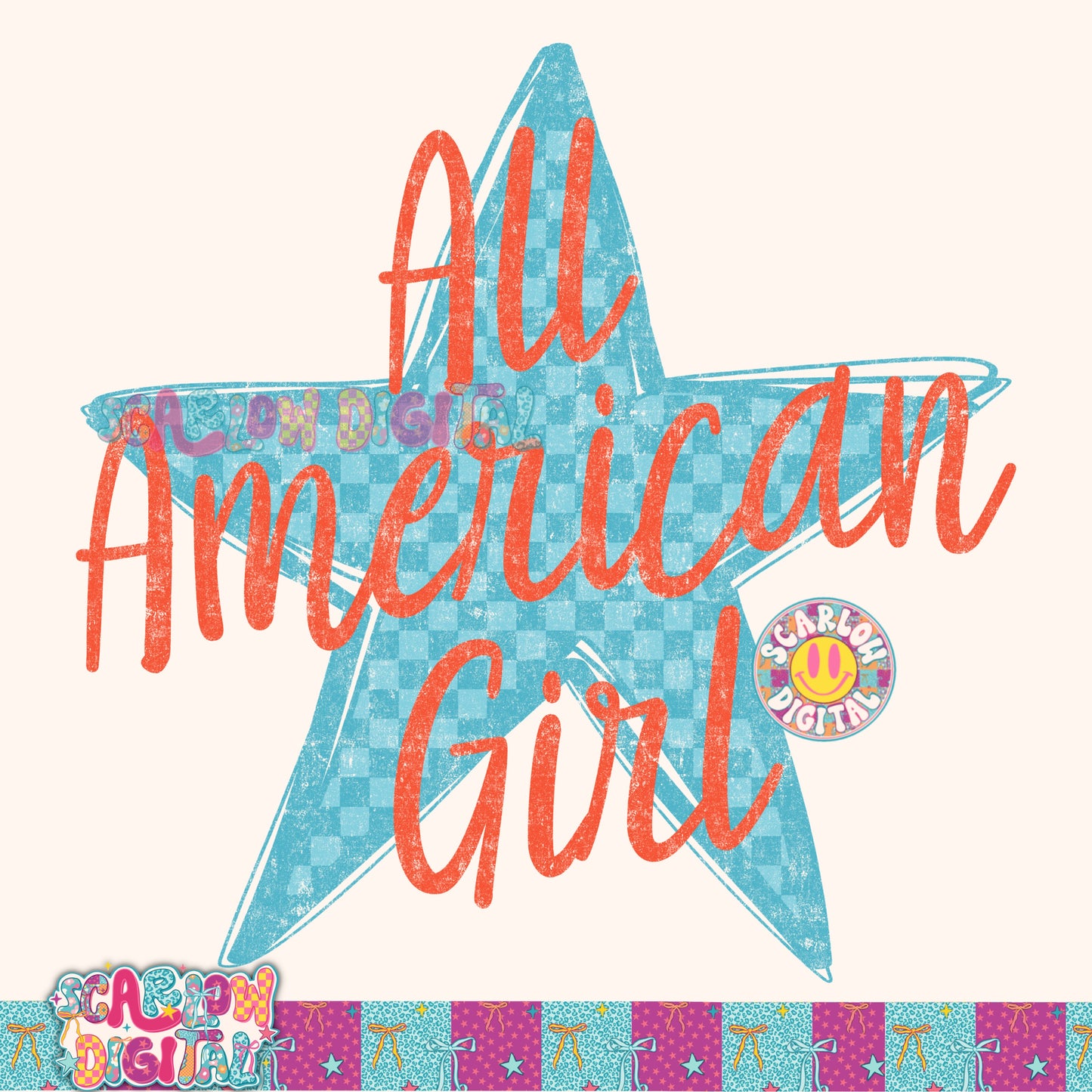 All American Girl PNG Digital Design