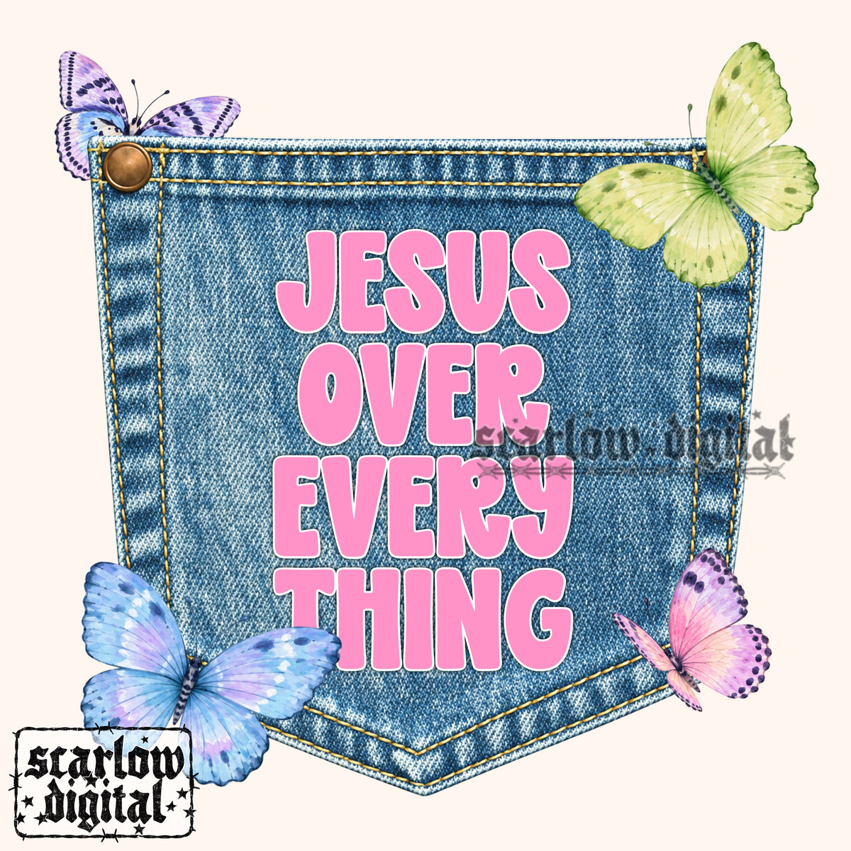 Jesus Over Everything POCKET PNG Digital Design