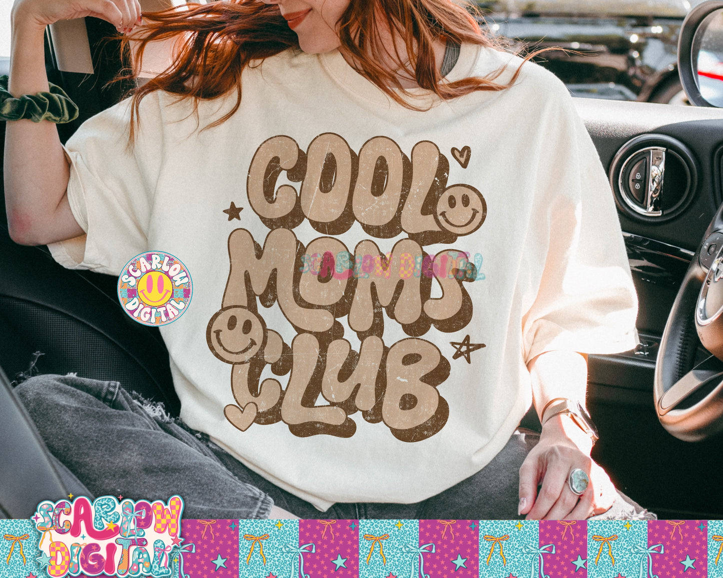 Cool Moms Club in Brown PNG Digital Design