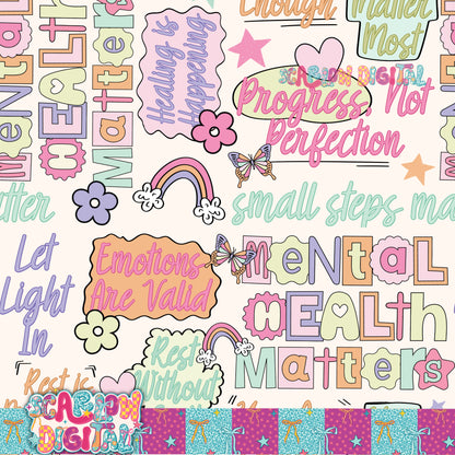 Mental Health Seamless Pattern Digital Design