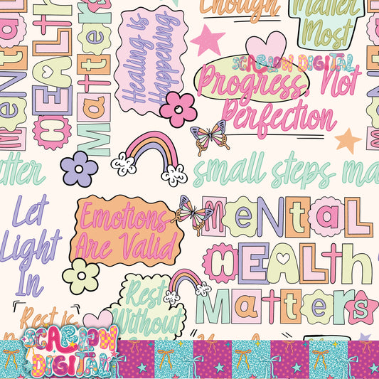 Mental Health Seamless Pattern Digital Design