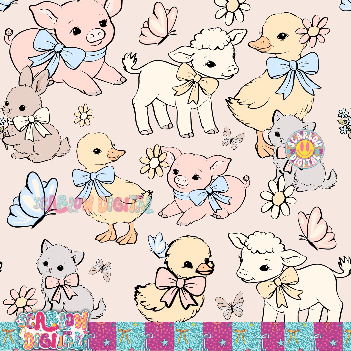 Animals Seamless Pattern Digital Design