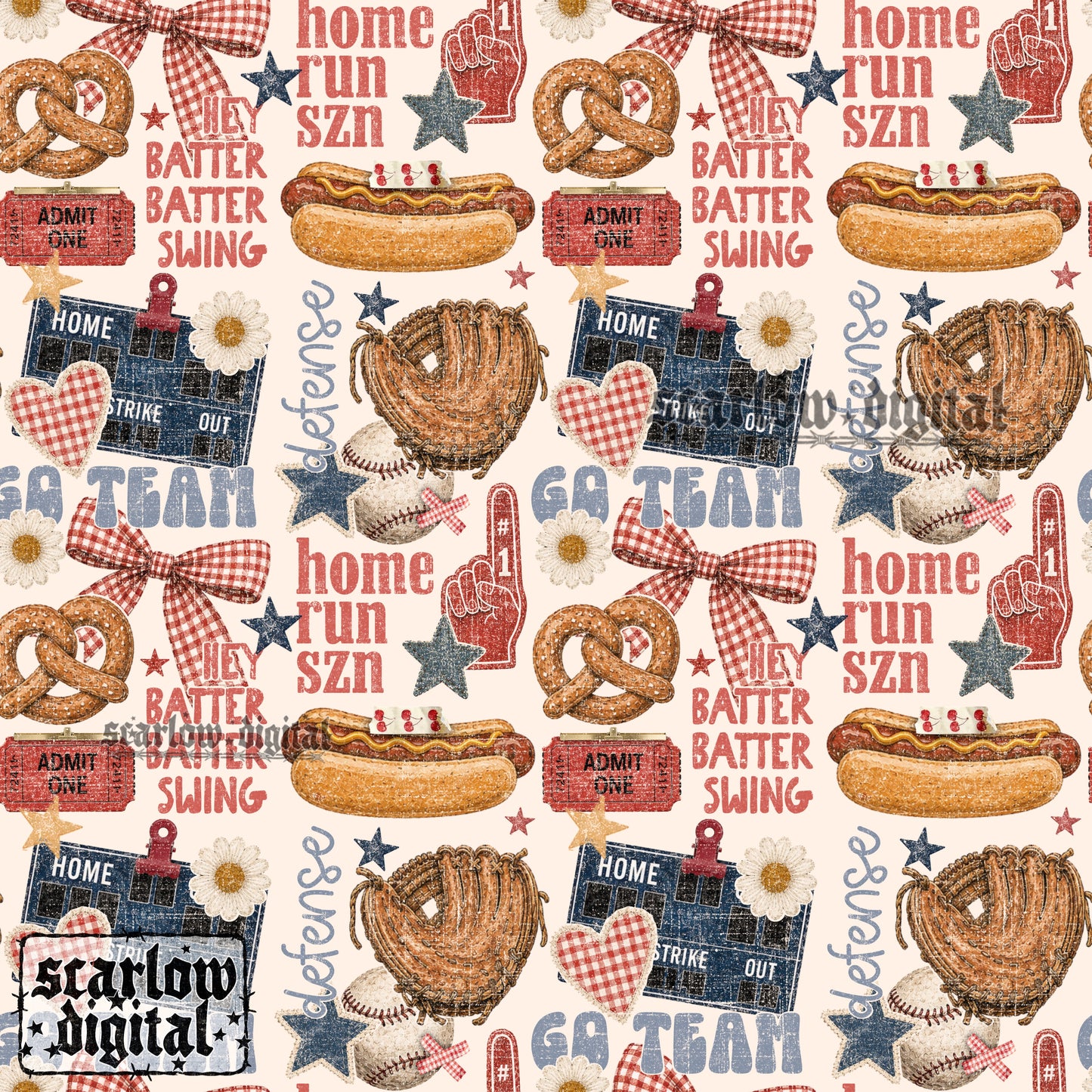 Baseball Seamless Pattern Digital Design