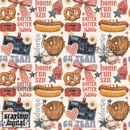 Baseball Seamless Pattern Digital Design