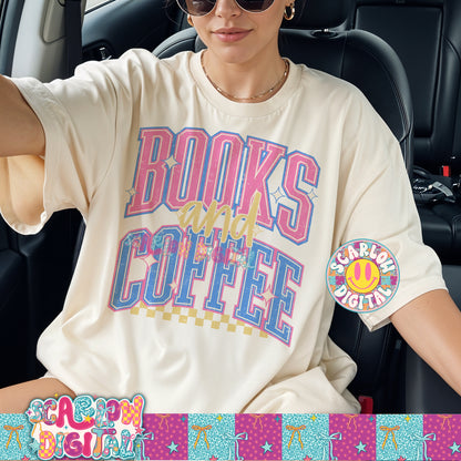 Books and Coffee PNG Digital Design