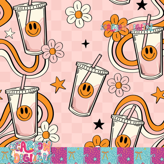Happy Coffee Seamless Pattern Digital Design