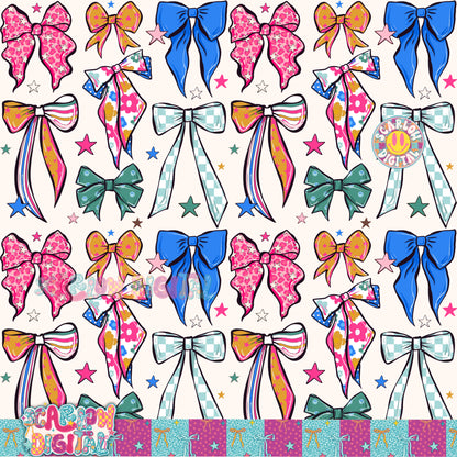 Retro Bows Seamless Pattern Digital Design