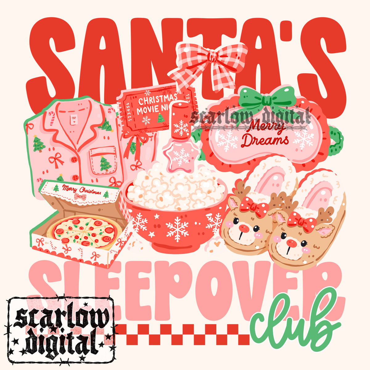 Santa Sleepover Club PNG Digital Design