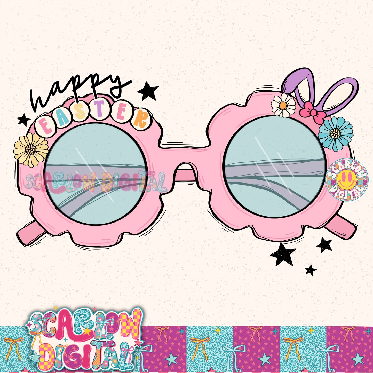 Easter Glasses PNG Digital Design