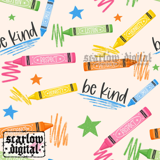 Be Kind Seamless Pattern Digital Design