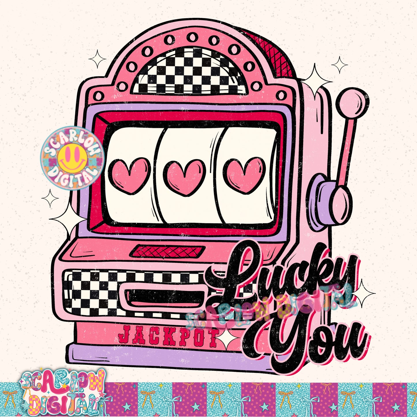 Lucky You Slot Machine Jackpot PNG Digital Design