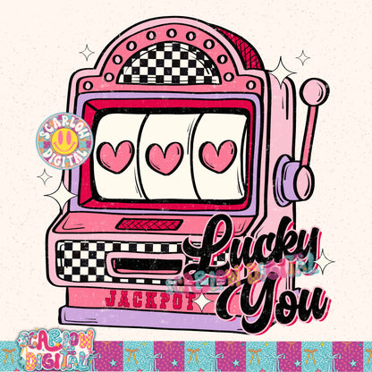 Lucky You Slot Machine Jackpot PNG Digital Design