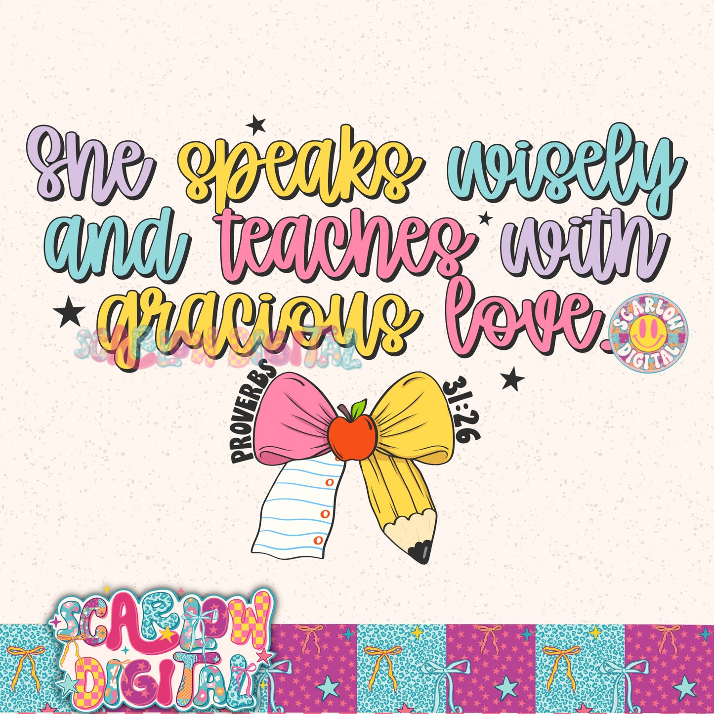 She Speaks Wisely and Teaches With Gracious Love Teacher PNG Digital Design