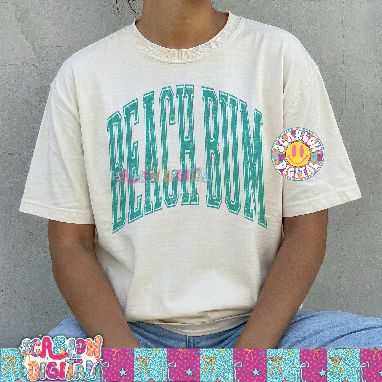 Beach Bum Oversized Varsity Letters PNG Digital Design