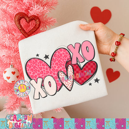 Xoxo and Hearts PNG Digital Design