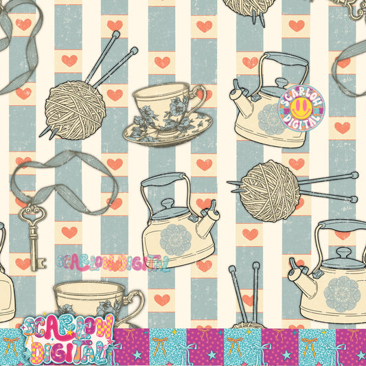 Thrifty Seamless Pattern Digital Design