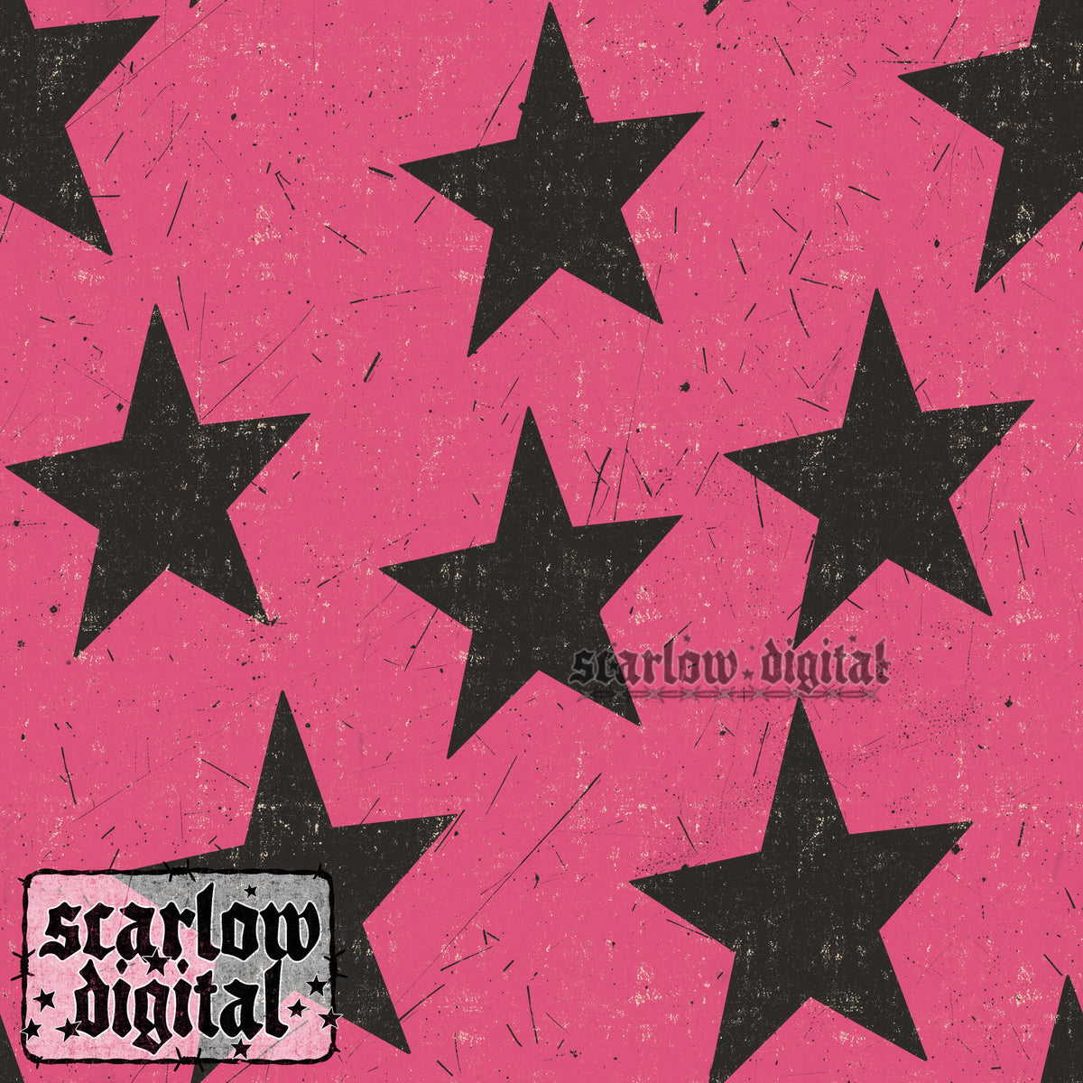Pink Stars Seamless Pattern Digital Design